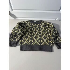 Vintage Tough Gear Kids Sweater Size 5T‎ Gray Yellow Diamond Pattern Wool Blend